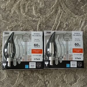NEW!!! Feit Electric White Filament LED Bulbs 2 sets of 3 Pack